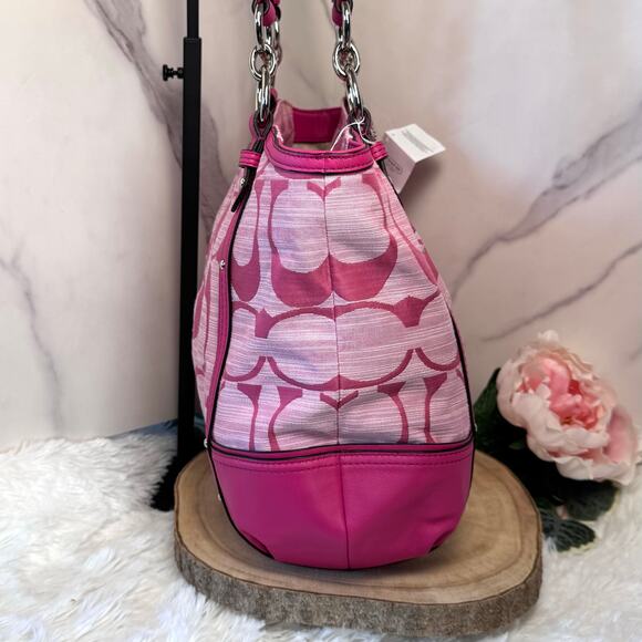 NWT Coach Alexandra Signature C Shoulder Bag Pink with Silver Hardware - Picture 5 of 13